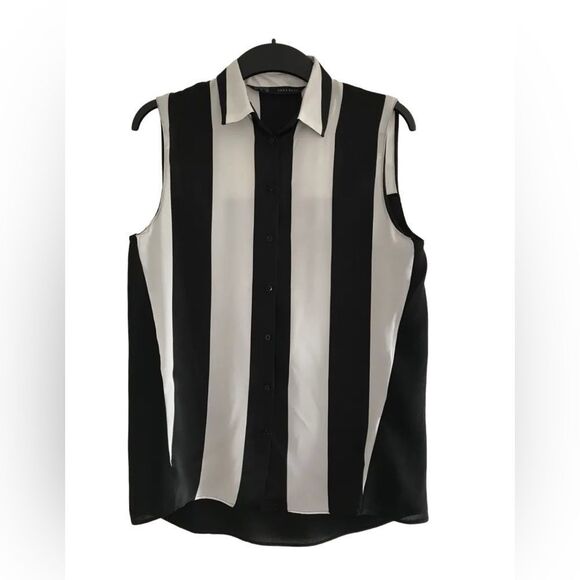 Zara Basic Striped Chiffon sleeveless size Extra Small - Picture 1 of 7
